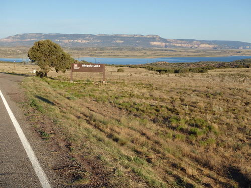GDMBR: The east shore turn-off for Abiquiu Lake.